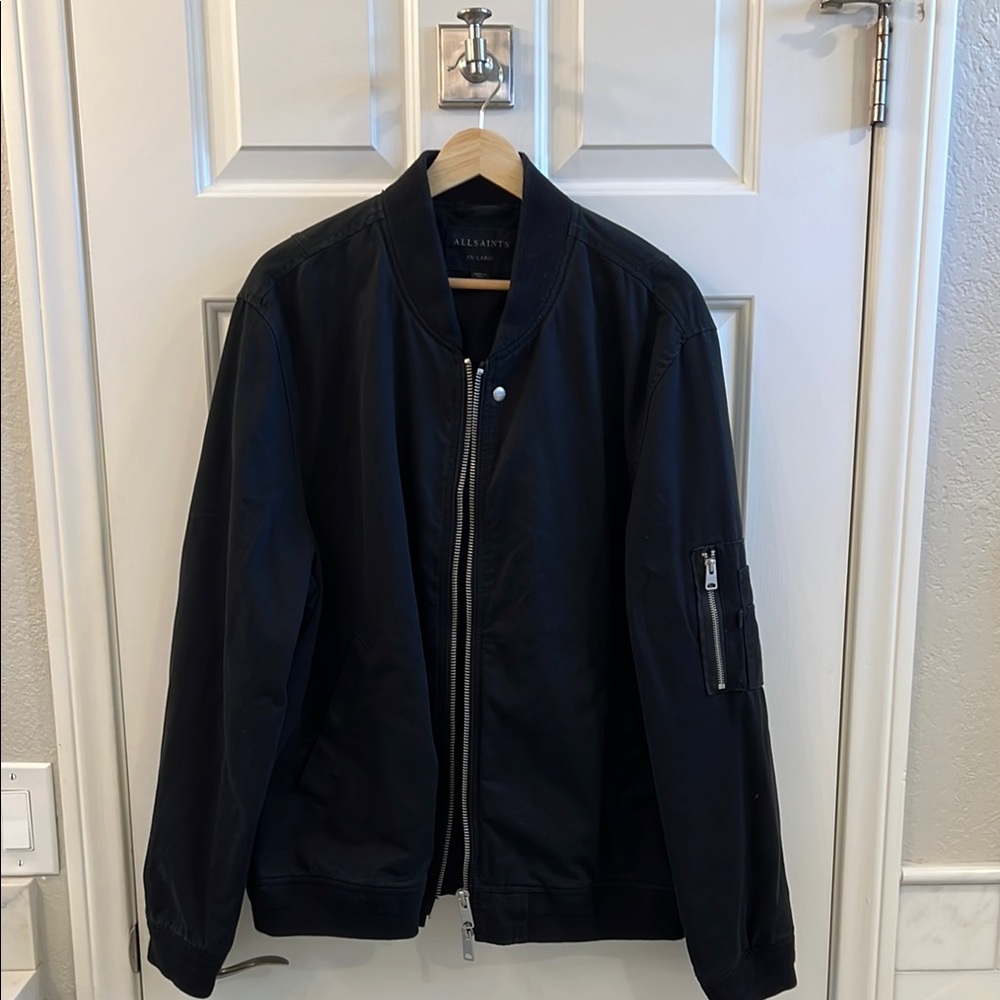 All Saints Black Bomber Jacket for Men